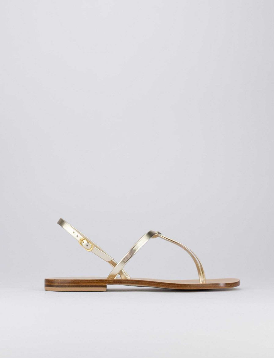 Donna Barca | Infradito Tacco 1 Cm In Pelle Oro