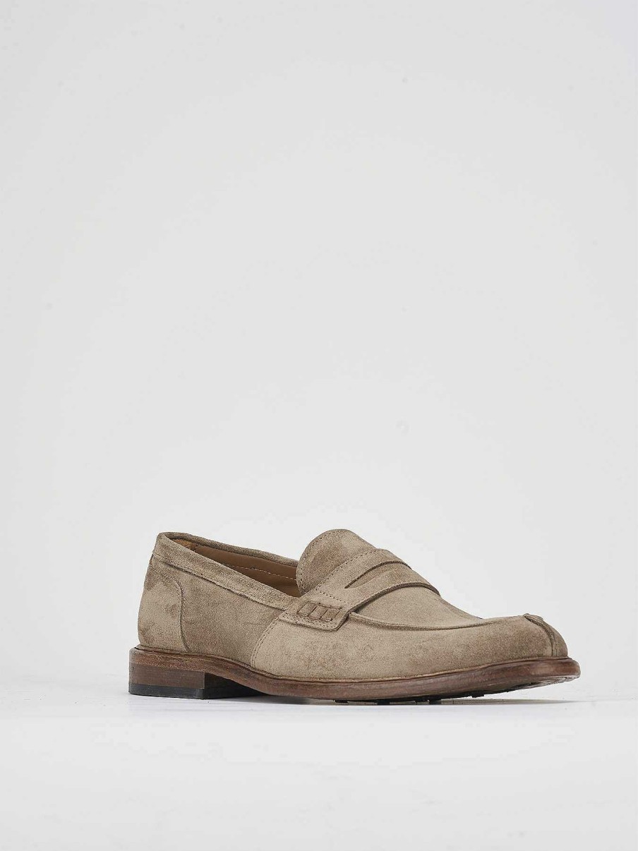 Uomo Barca | Mocassino Tacco 1 Cm In Camoscio Beige