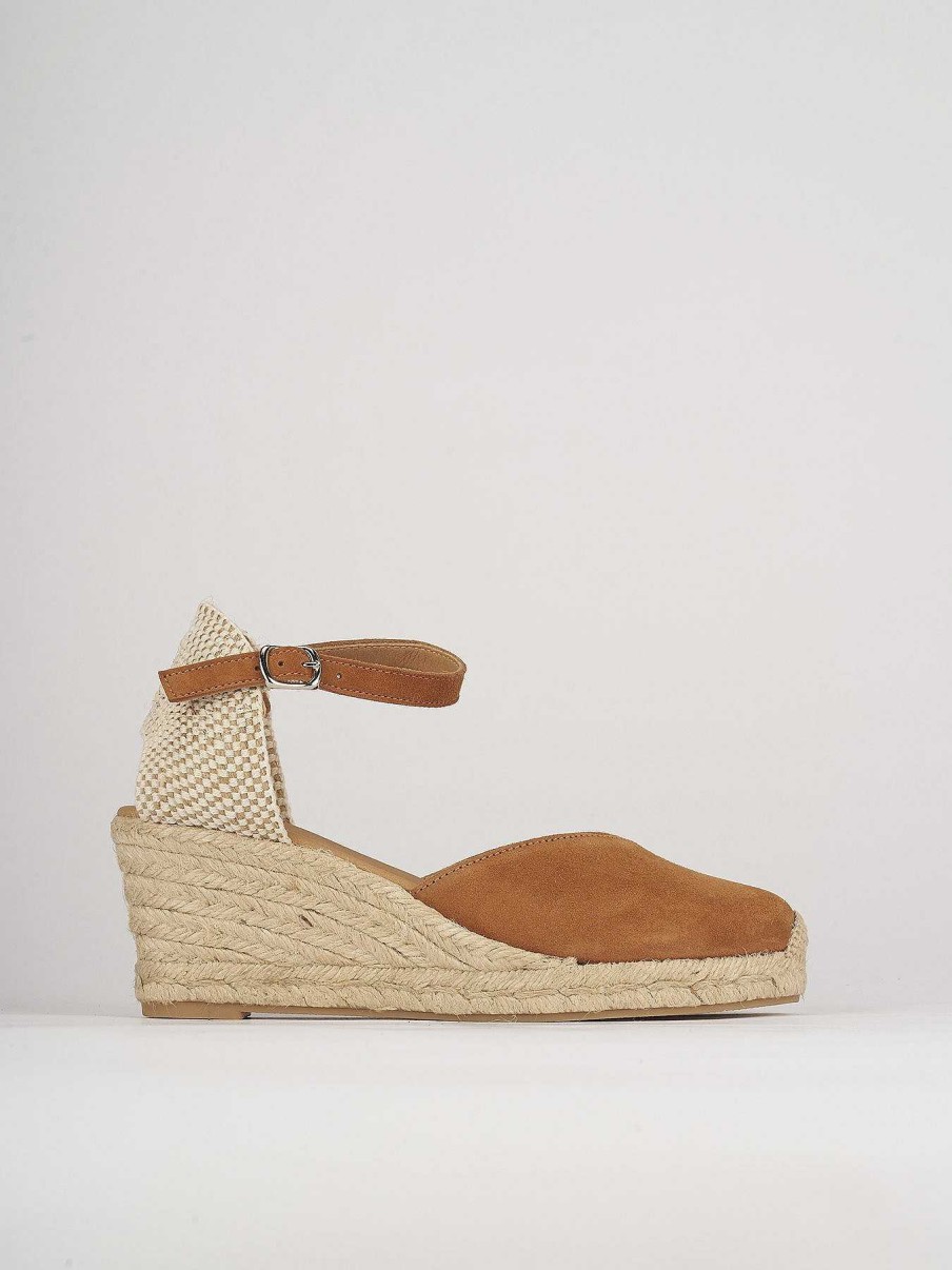 Donna Barca | Espadrillas Tacco 6 Cm In Camoscio Marrone