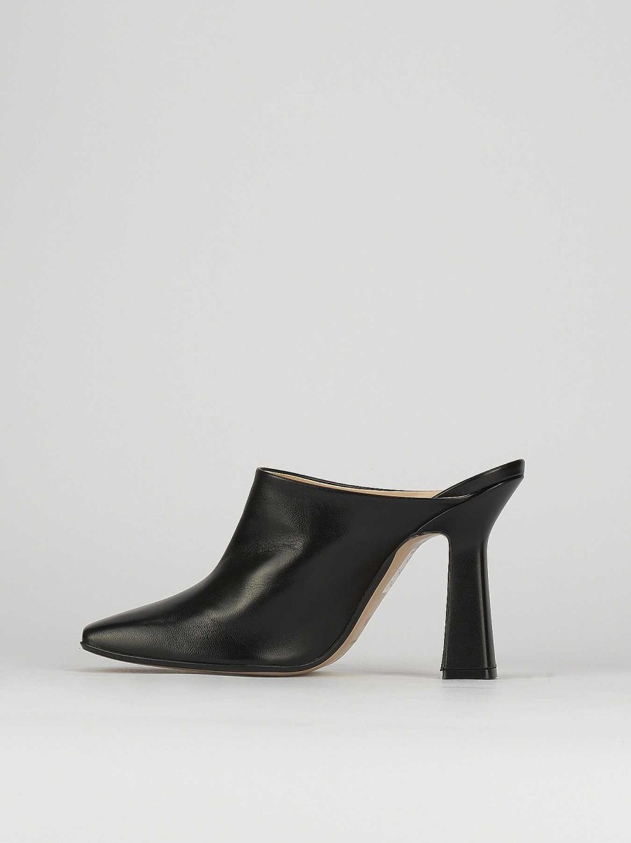 Donna Barca | Sabot Tacco 9 Cm In Pelle Nera