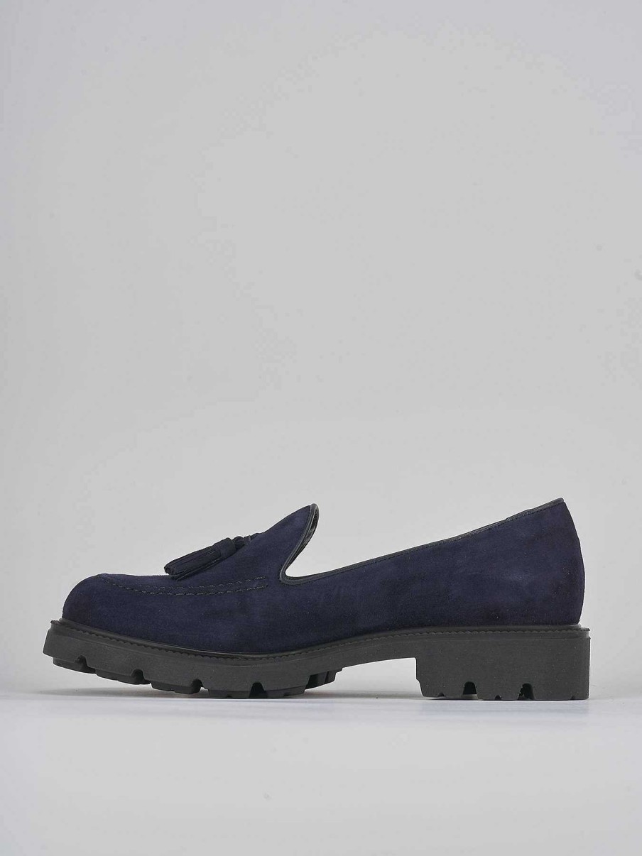 Donna Barca | Mocassino Tacco 2 Cm In Camoscio Blu