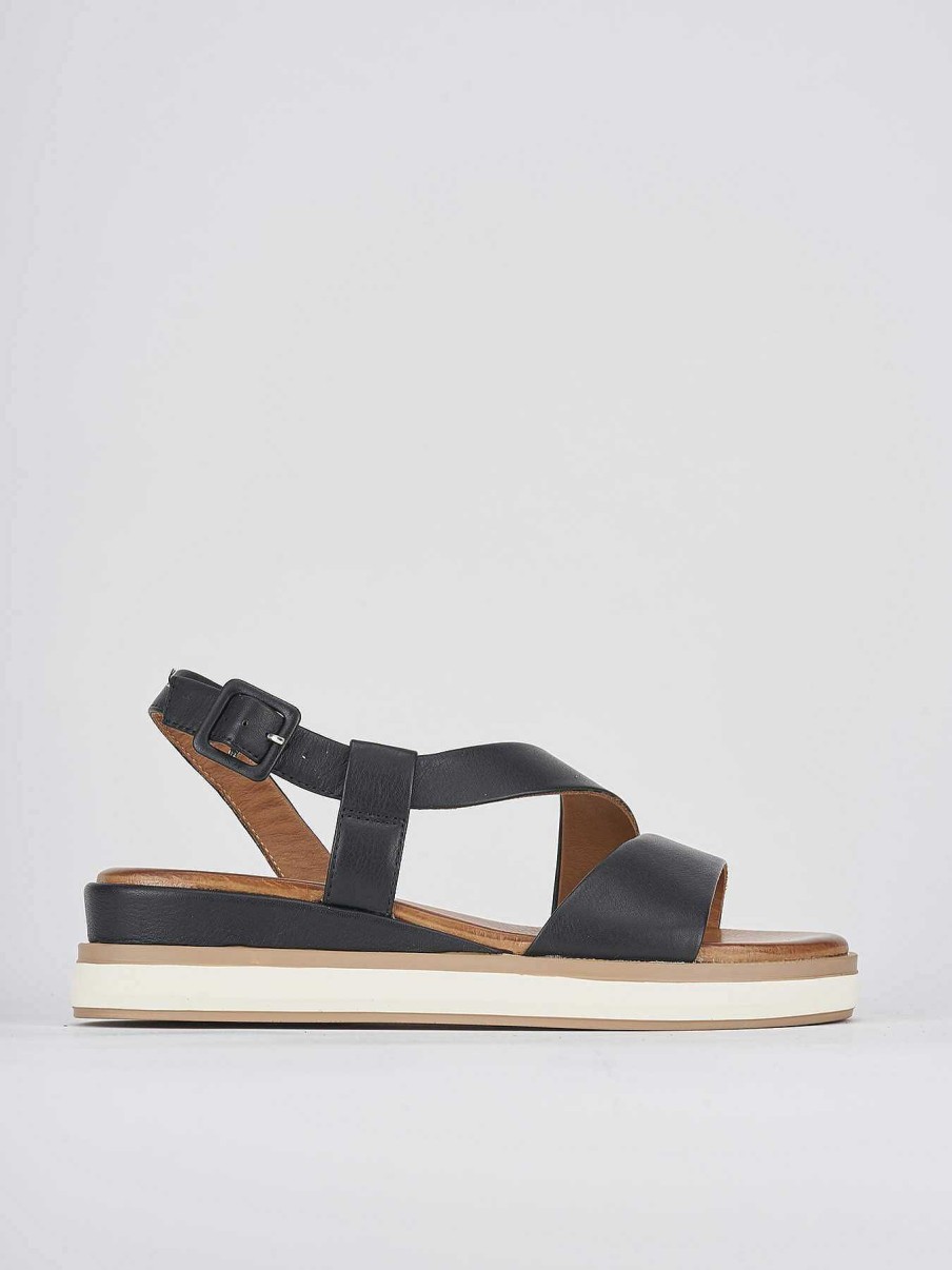 Donna Barca | Zeppa Tacco 4 Cm In Pelle Nera