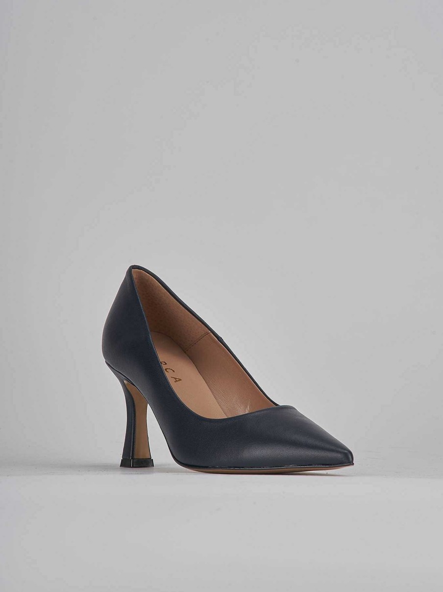 Donna Barca | Decollete Tacco 8 Cm In Pelle Blu