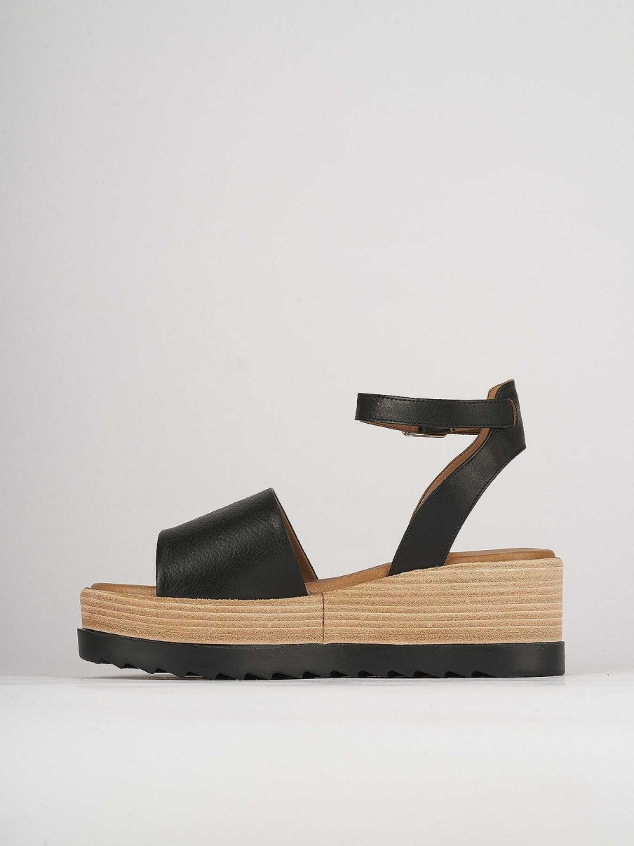 Donna Barca | Zeppa Tacco 6 Cm In Pelle Nera