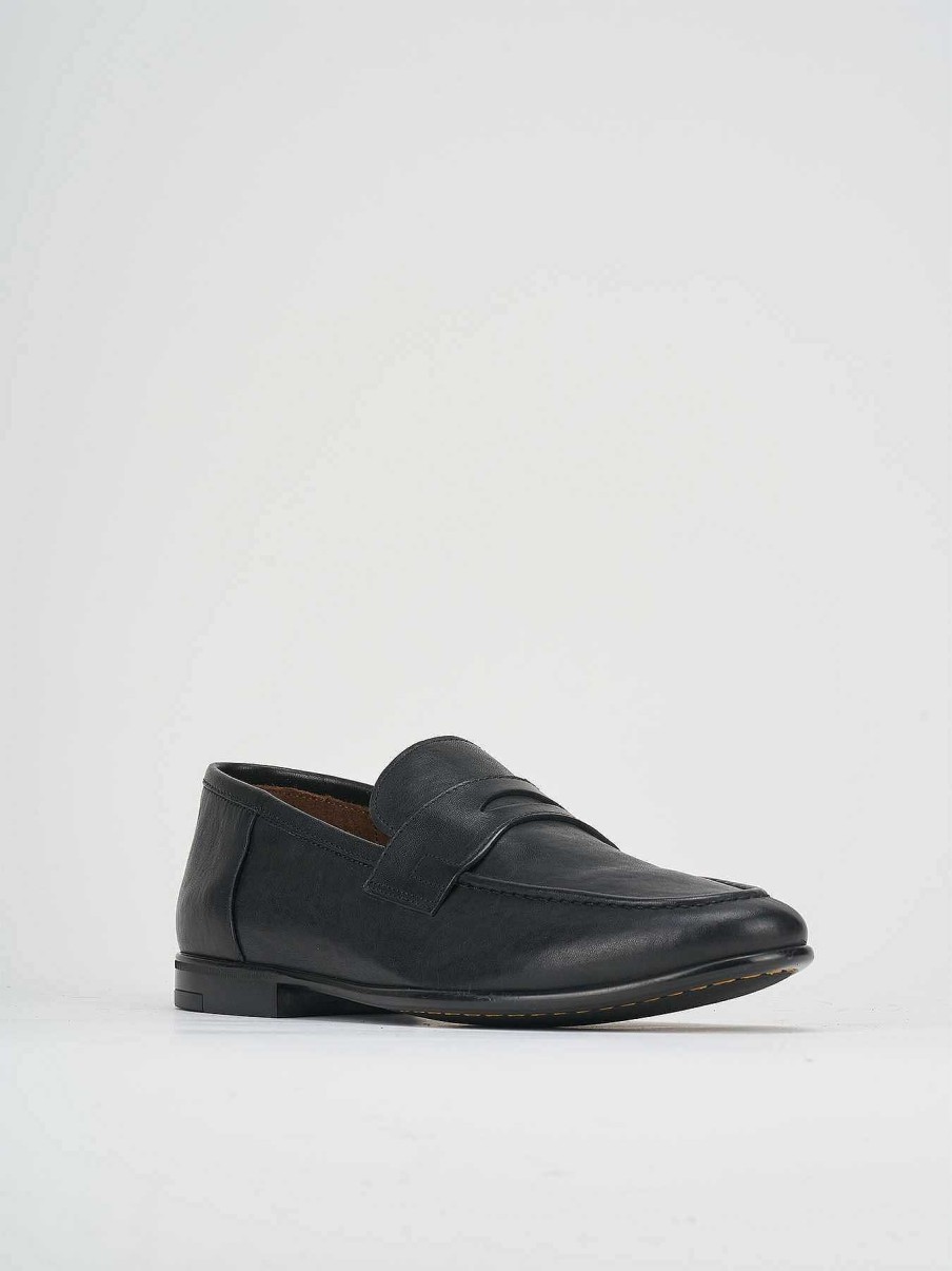 Uomo Barca | Mocassini Tacco 1 Cm In Pelle Nera