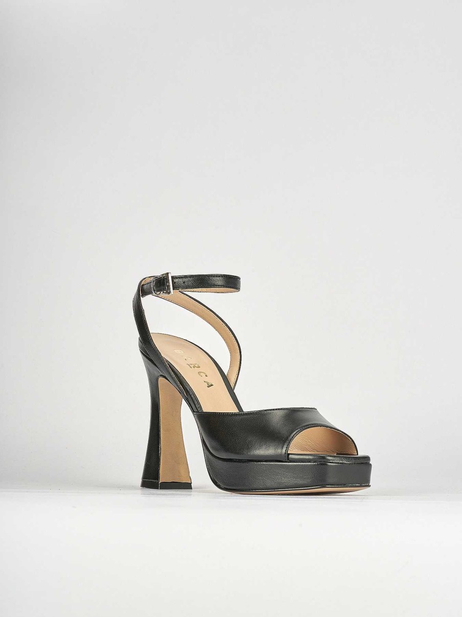 Donna Barca | Sandali Tacco Alto Tacco 10 Cm In Pelle Nera