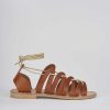 Donna Barca | Sandali Tacco Basso Tacco 1 Cm In Pelle Marrone