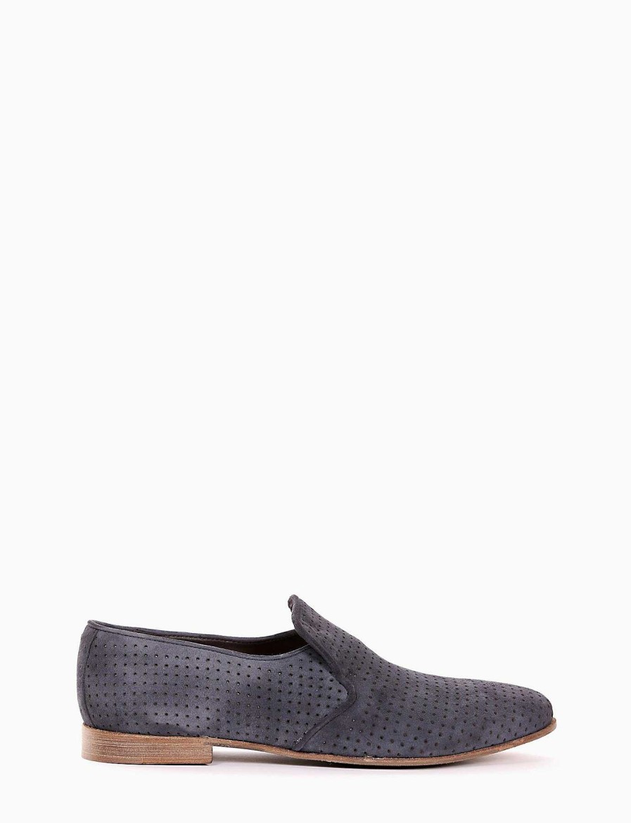 Uomo Barca | Mocassino Tacco 2 Cm Camoscio Blu