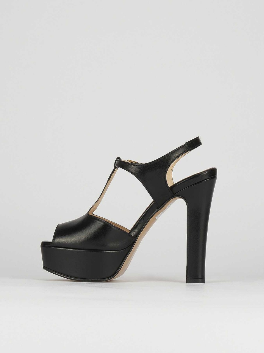 Donna Barca | Sandali Tacco Alto Tacco 10 Cm In Pelle Nera