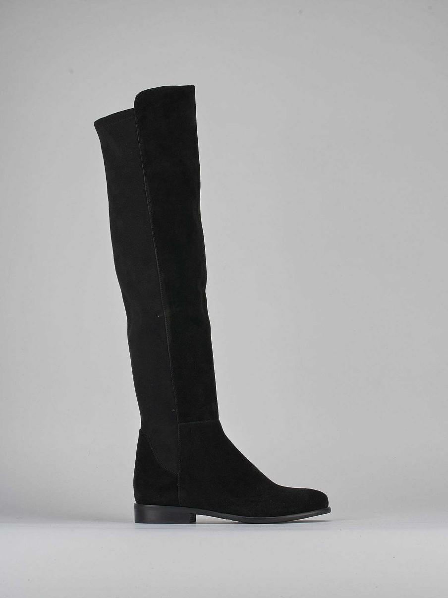 Donna Barca | Stivali Tacco 2Cm Camoscio Nero