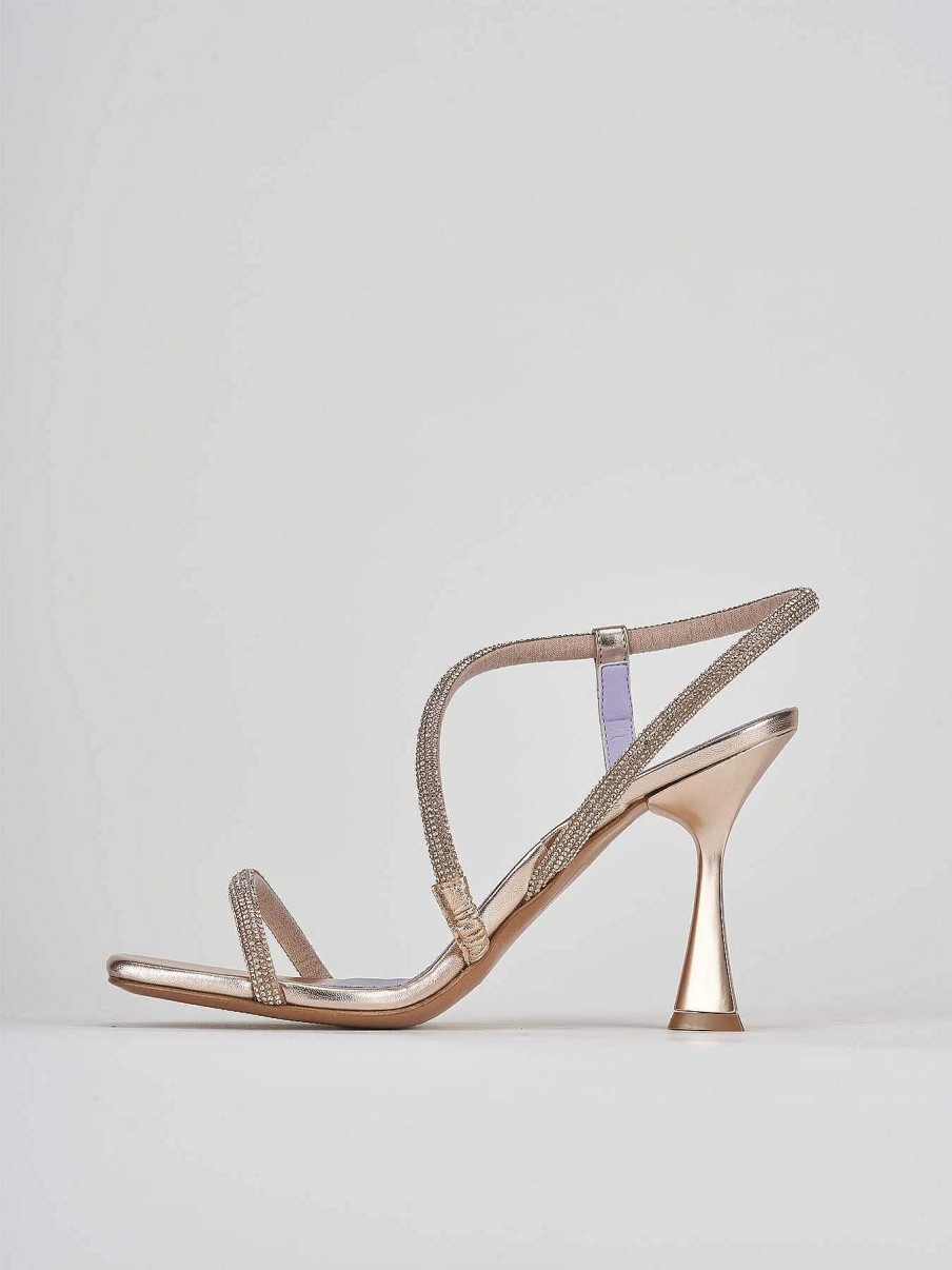 Donna Barca | Sandali Tacco Alto Tacco 9 Cm In Raso Beige