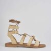 Donna Barca | Sandali Tacco Basso Tacco 1 Cm In Camoscio Beige