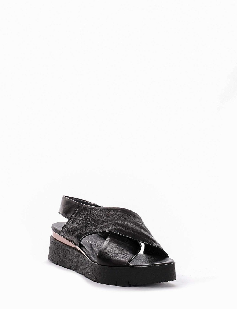 Donna Barca | Zeppa Tacco 3 Cm In Pelle Nera