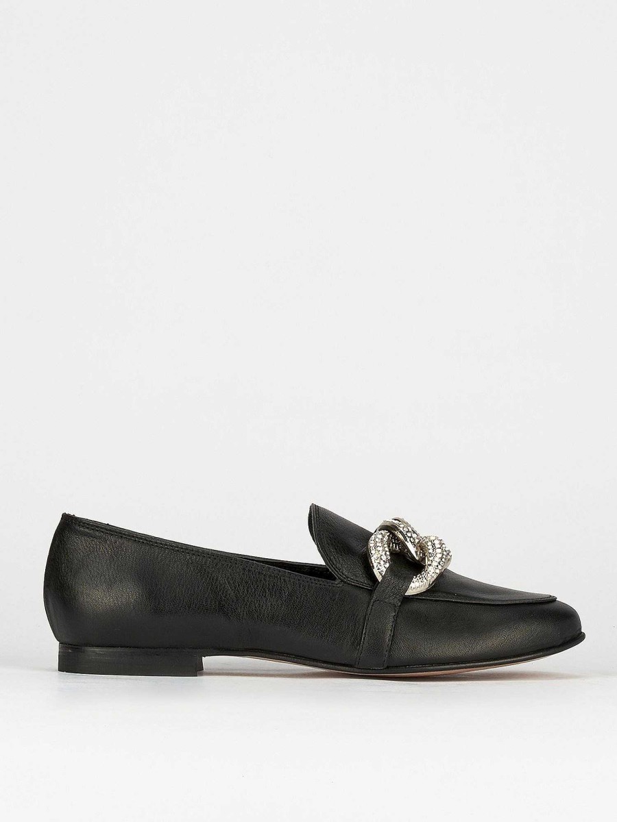 Donna Barca | Mocassini Tacco 1 Cm In Pelle Nera