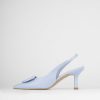 Donna Barca | Decollete Tacco 7 Cm In Pelle Azzurra