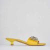 Donna Barca | Pantofole Tacco 3 Cm In Raso Giallo