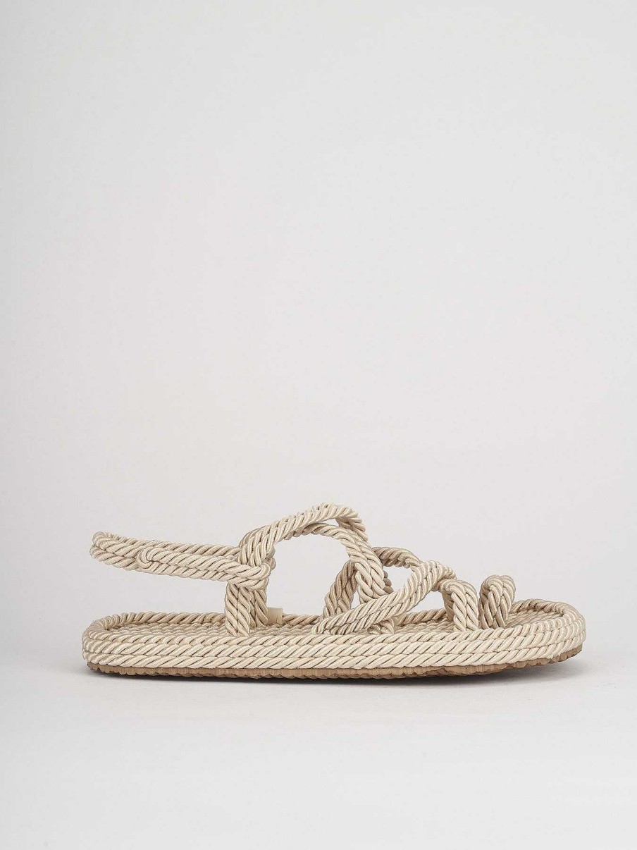 Donna Barca | Sandali Tacco Basso Tacco 1 Cm In Pelle Beige