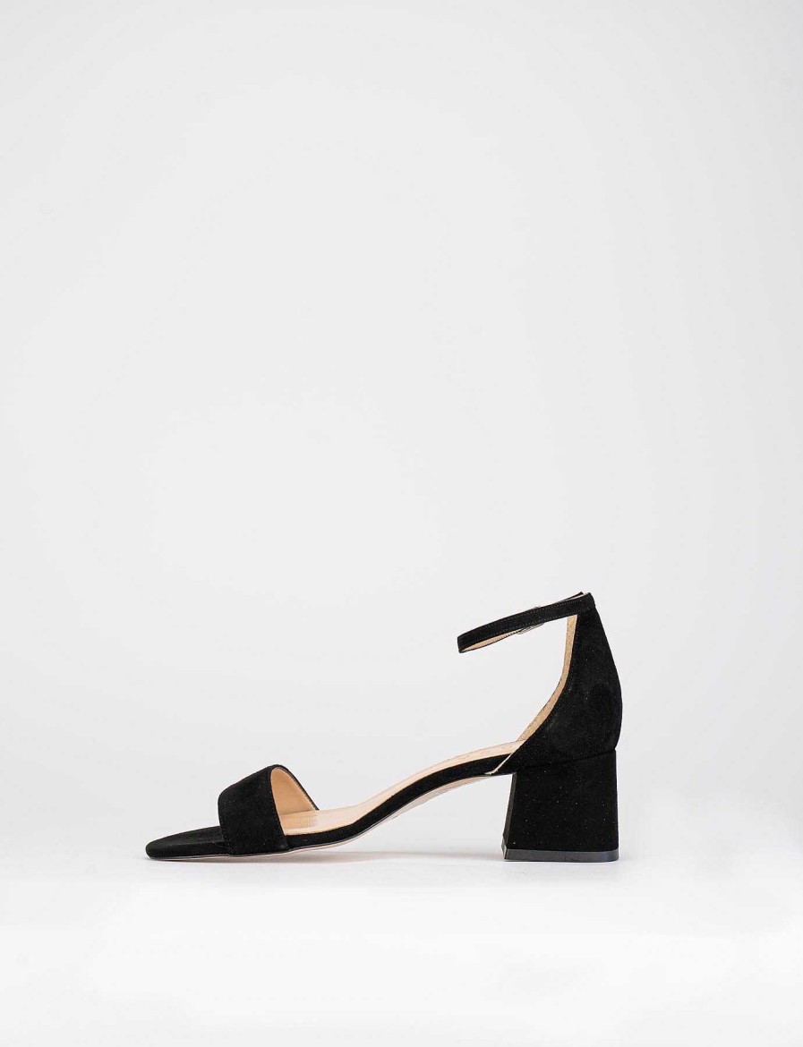 Donna Barca | Sandali Tacco Alto Tacco 5 Cm In Camoscio Nero