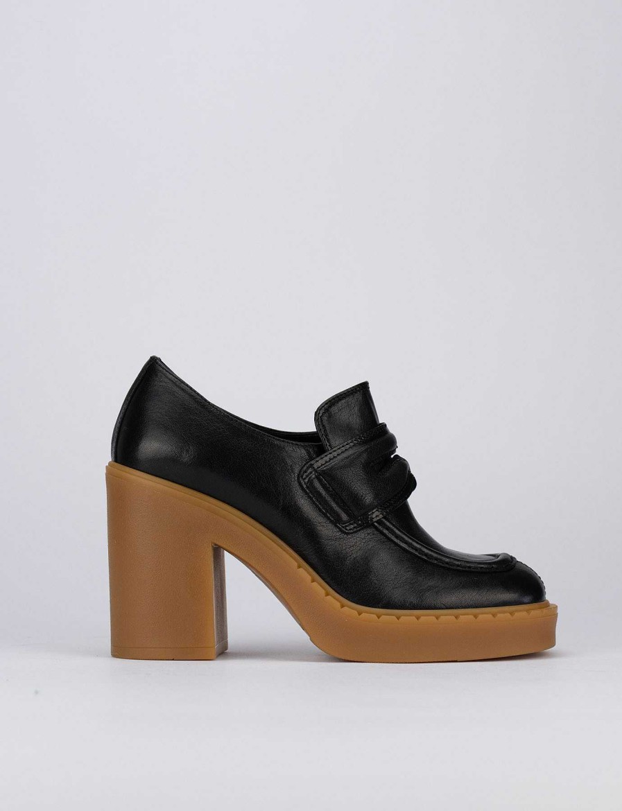 Donna Barca | Mocassini Tacco 7 Cm In Pelle Nera