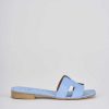 Donna Barca | Ciabatte Tacco 1 Cm In Camoscio Azzurro