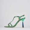 Donna Barca | Sandali Tacco Alto Tacco 9 Cm In Pelle Verde