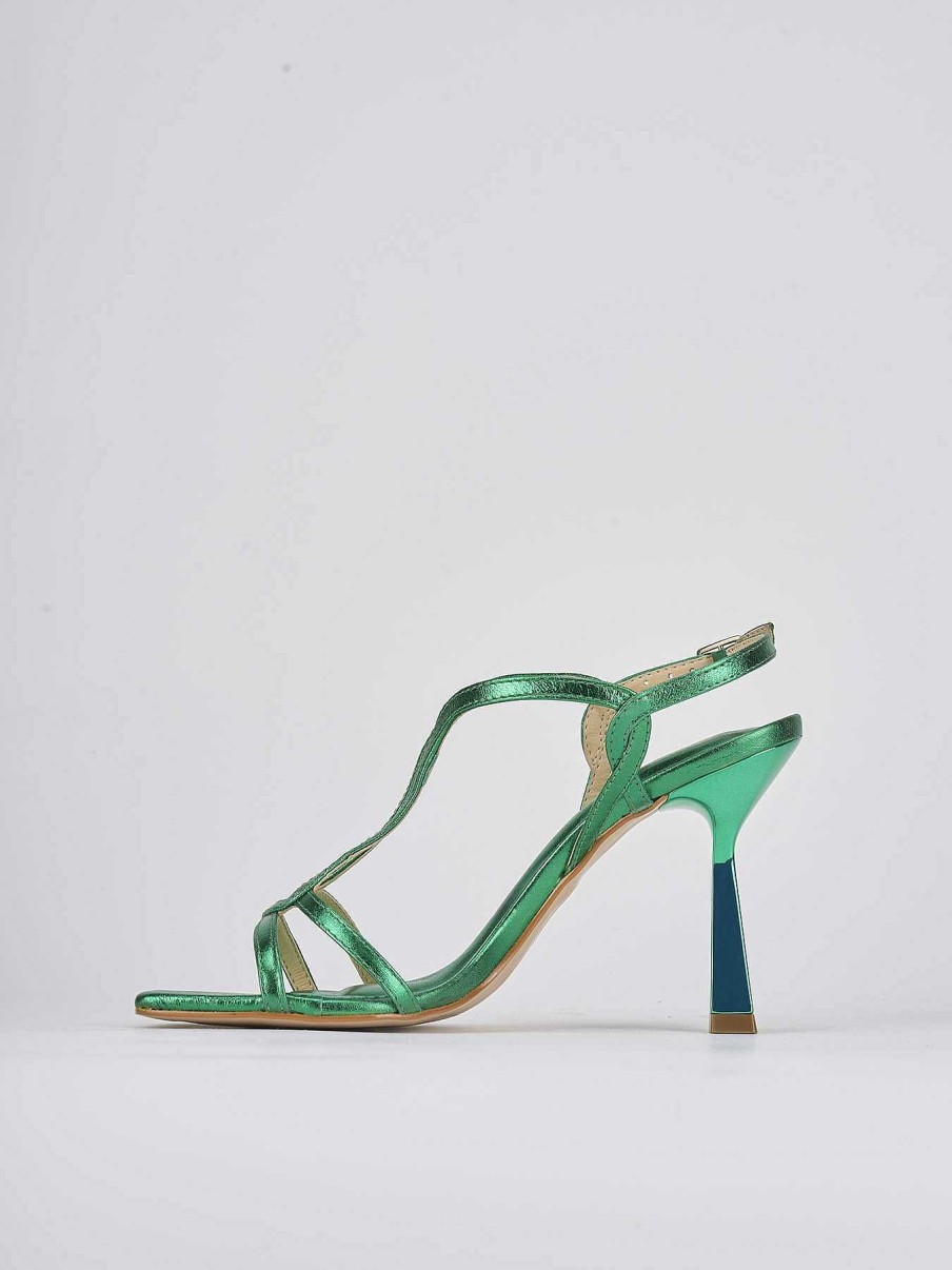 Donna Barca | Sandali Tacco Alto Tacco 9 Cm In Pelle Verde