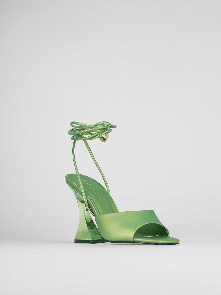 Donna Barca | Sandali Tacco Alto Tacco 8 Cm In Pelle Verde