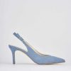 Donna Barca | Slingback Decolte Tacco 7 Cm Tessuto Jeans