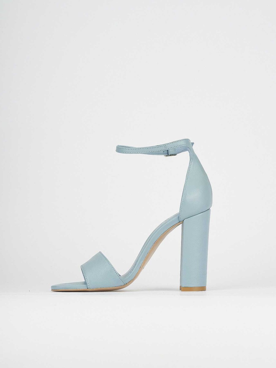 Donna Barca | Sandali Tacco Alto Tacco 8 Cm In Pelle Celeste