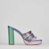 Donna Barca | Ciabatte Tacco 10 Cm In Pelle Multicolor