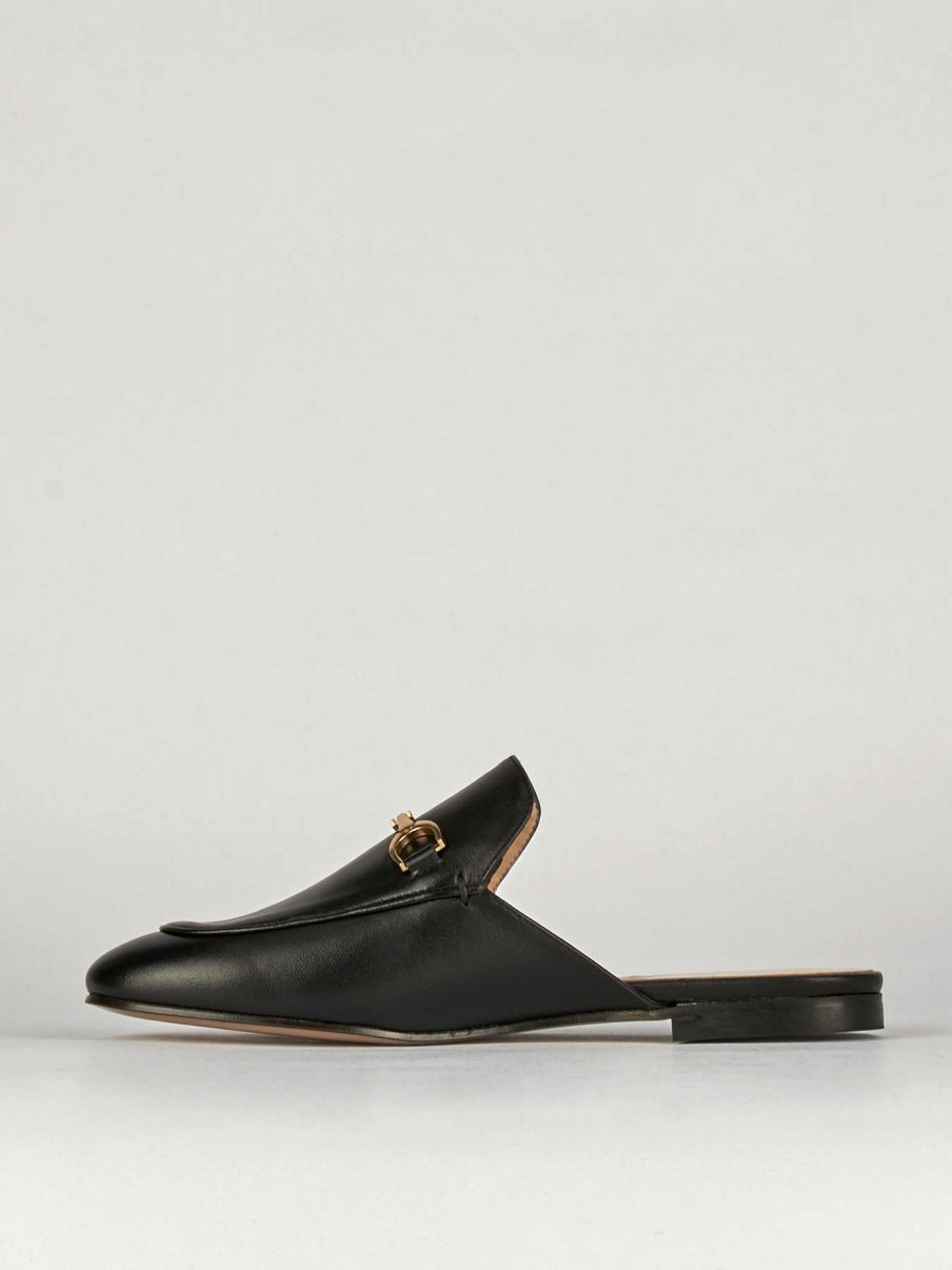 Donna Barca | Sabot Tacco 1 Cm In Pelle Nera