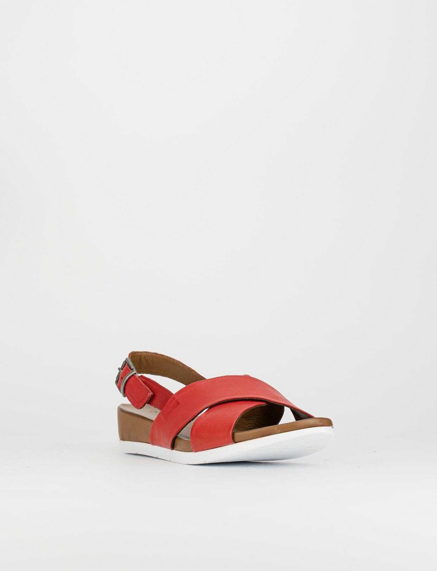 Donna Barca | Zeppa Tacco 3 Cm In Pelle Rossa