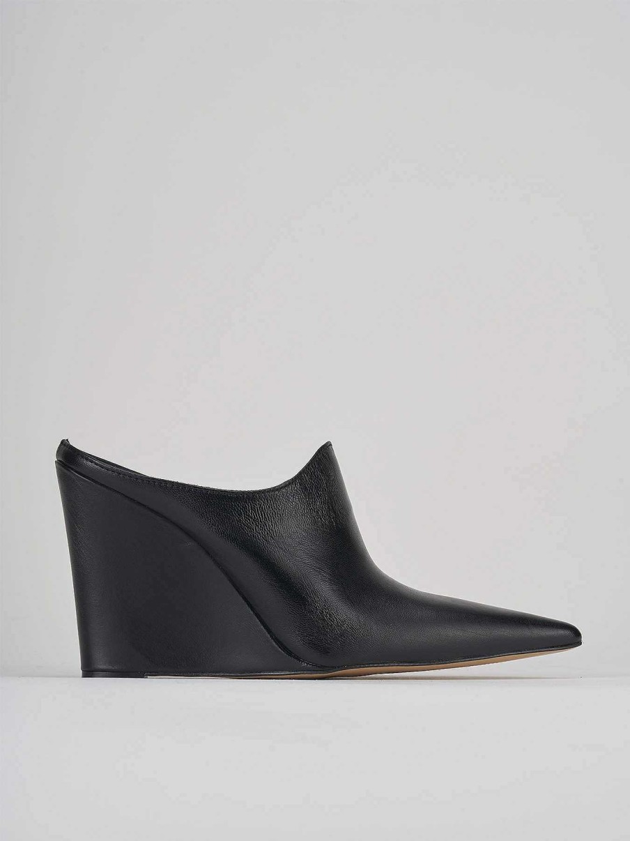 Donna Barca | Sabot Tacco 9 Cm In Pelle Nera