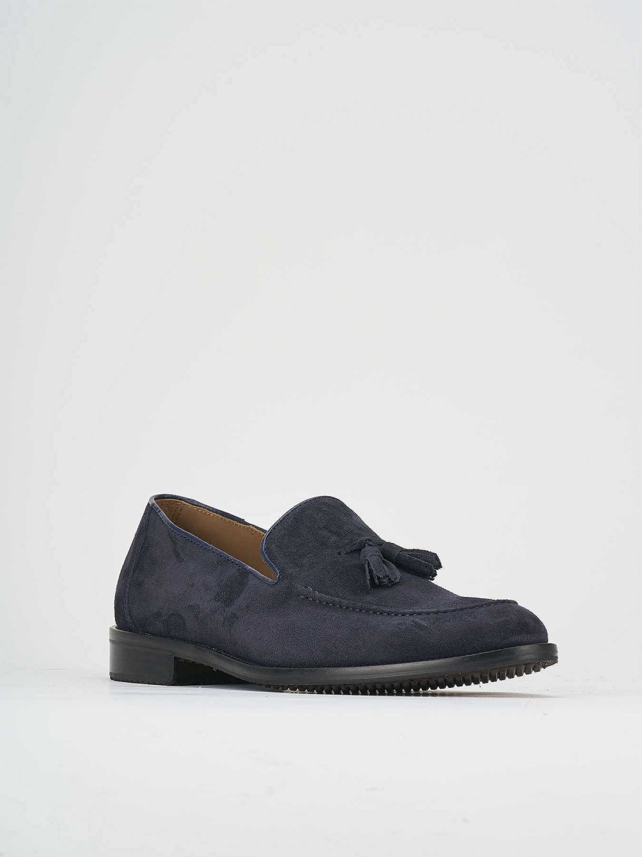 Uomo Barca | Mocassino Tacco 1 Cm In Camoscio Blu