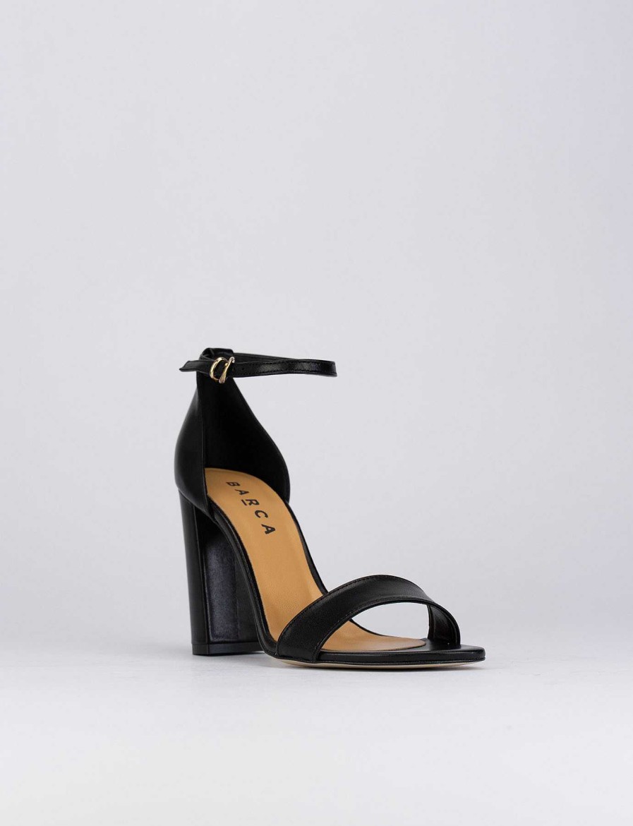 Donna Barca | Sandali Tacco Alto Tacco 9 Cm In Pelle Nera