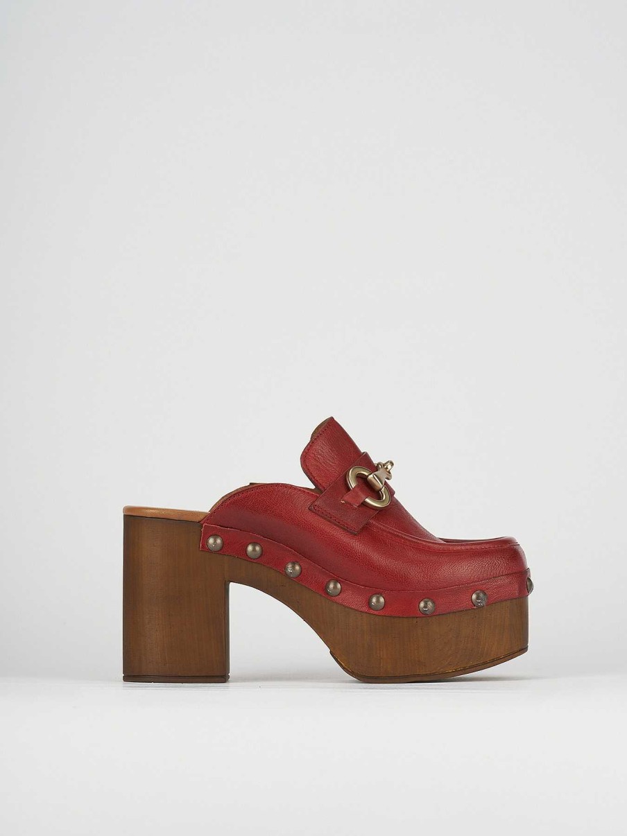 Donna Barca | Sabot Tacco 8 Cm In Pelle Rossa