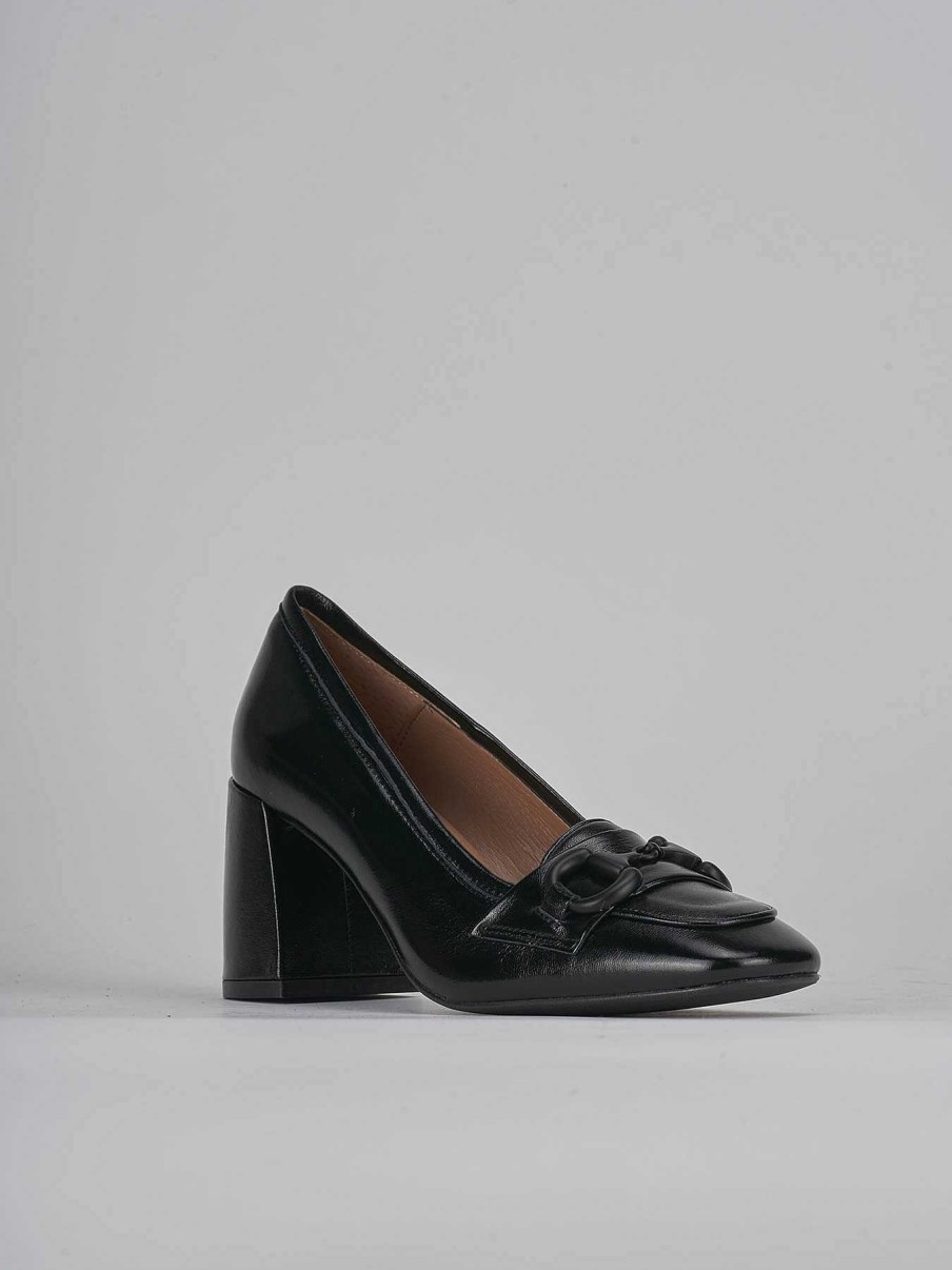 Donna Barca | Mocassino Tacco 8 Cm In Vernice Nera