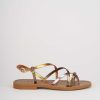 Donna Barca | Sandali Tacco Basso Tacco 1 Cm In Pelle Multicolor