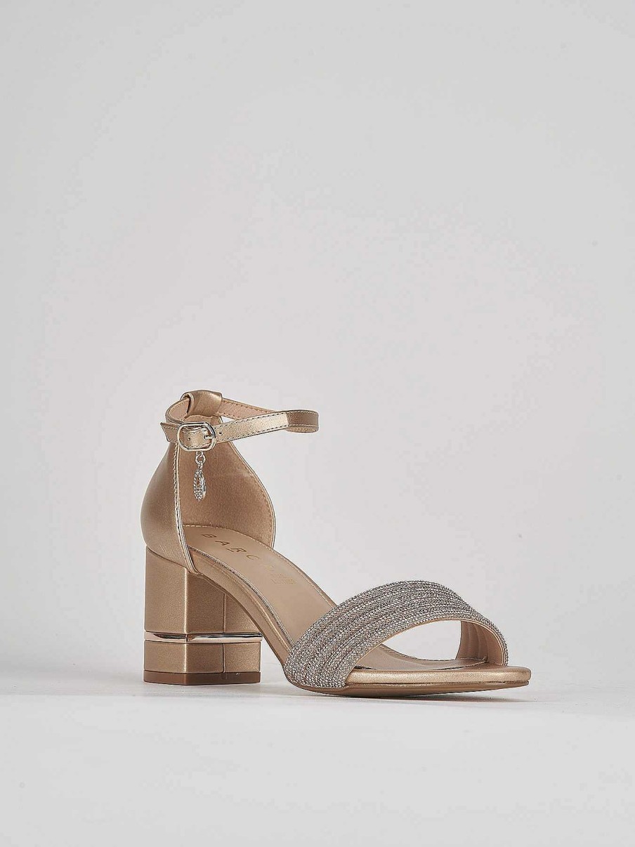 Donna Barca | Sandali Tacco Alto Tacco 6 Cm In Pelle Bronzo