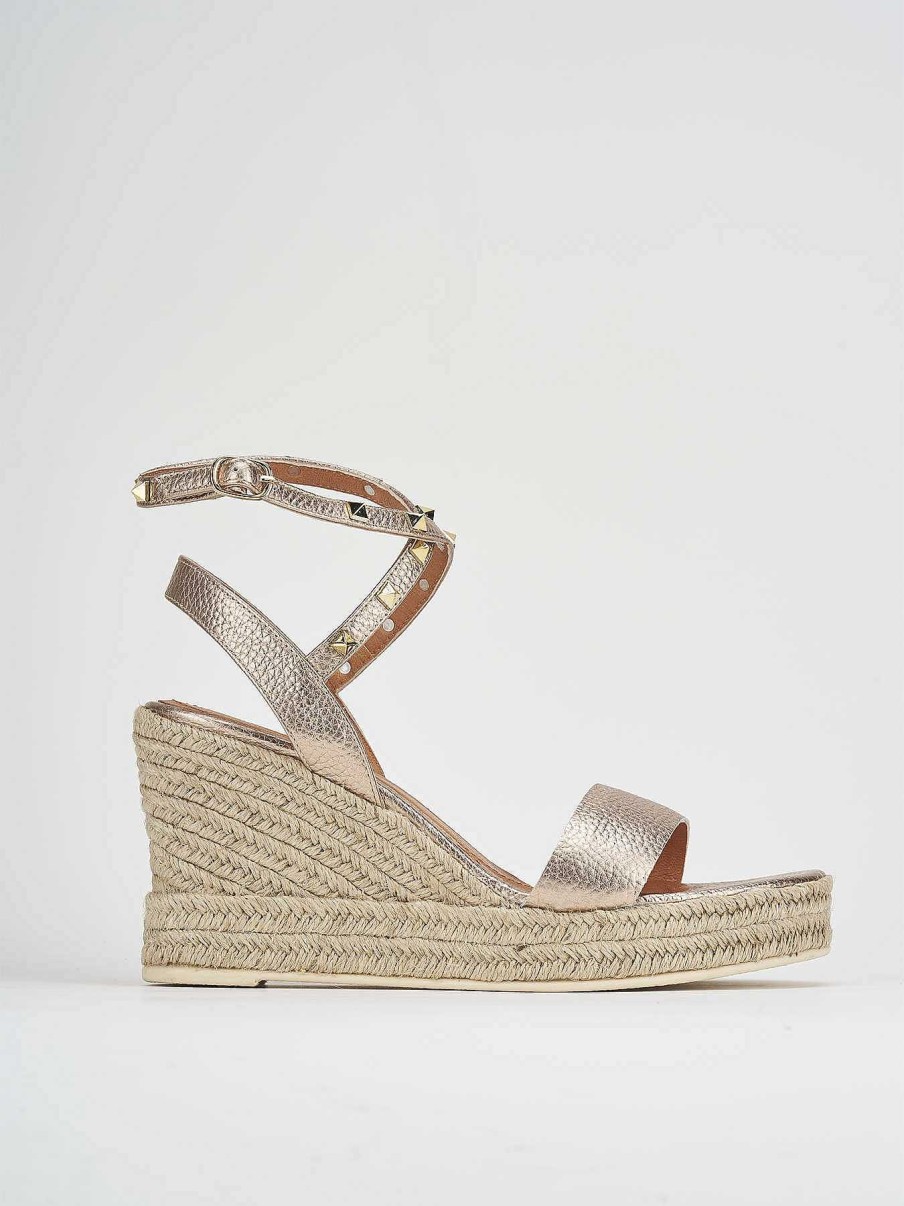 Donna Barca | Zeppa Tacco 9 Cm In Pelle Bronzo