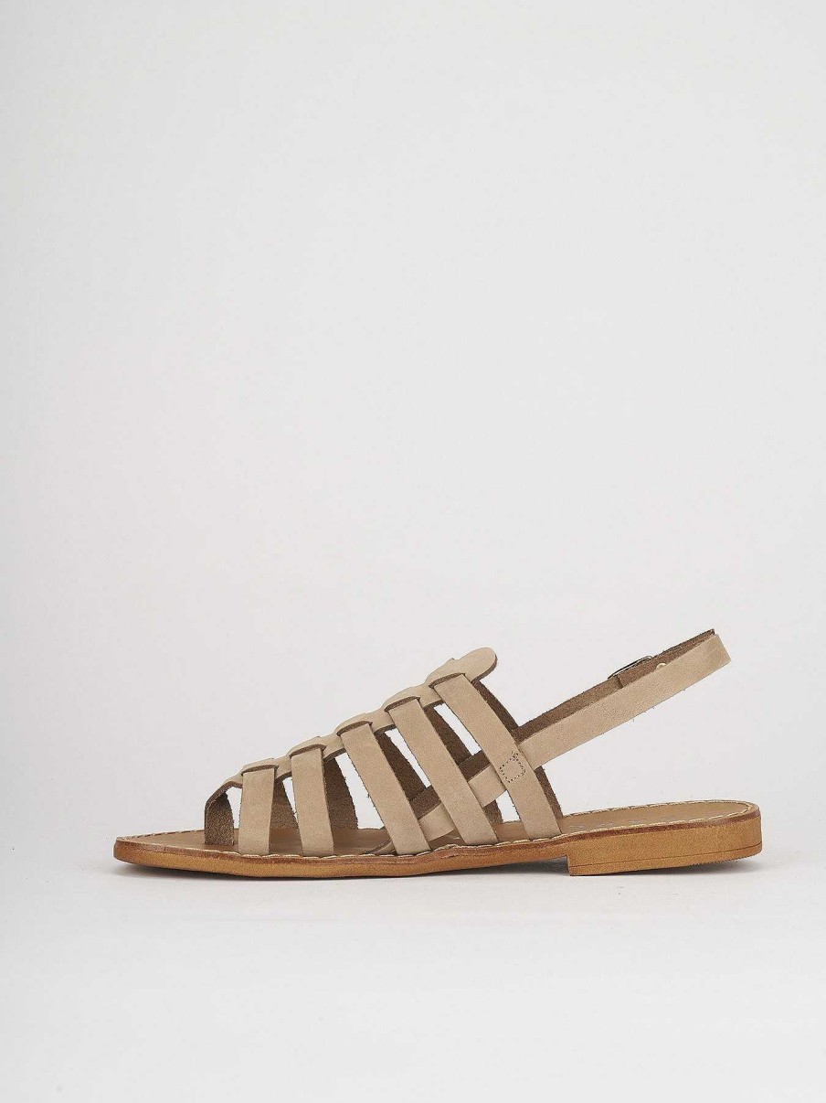 Donna Barca | Sandali Tacco Basso Tacco 1 Cm Camoscio Beige