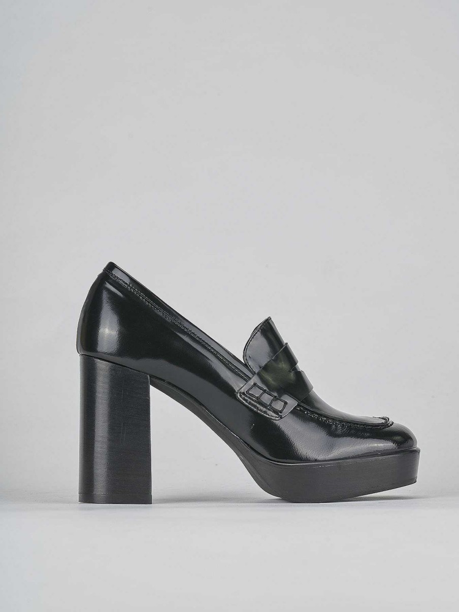 Donna Barca | Mocassini Tacco 9 Cm In Pelle Nera