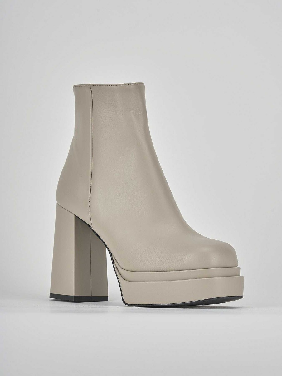 Donna Barca | Stivaletti Tacco Alto Tacco 8 Cm In Pelle Beige