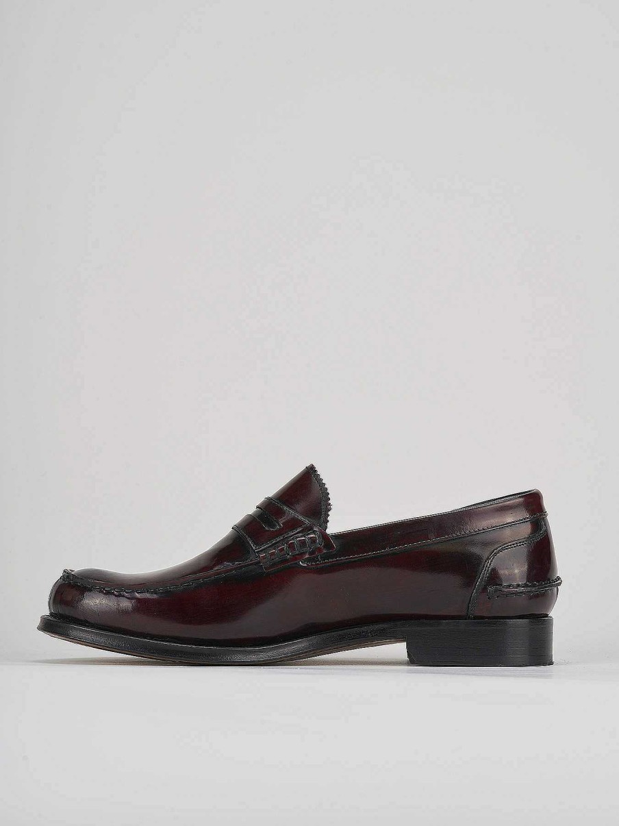 Uomo Barca | Mocassino Tacco 2 Cm In Pelle Bordeaux