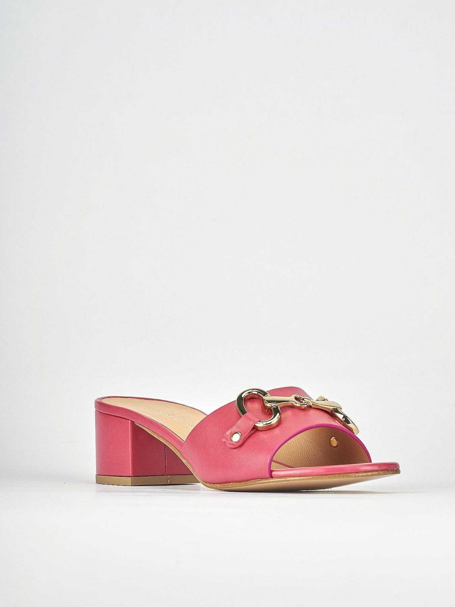 Donna Barca | Ciabatte Tacco 5 Cm In Pelle Rosa