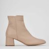 Donna Barca | Stivaletti Tacco Alto Tacco 5 Cm In Pelle Beige