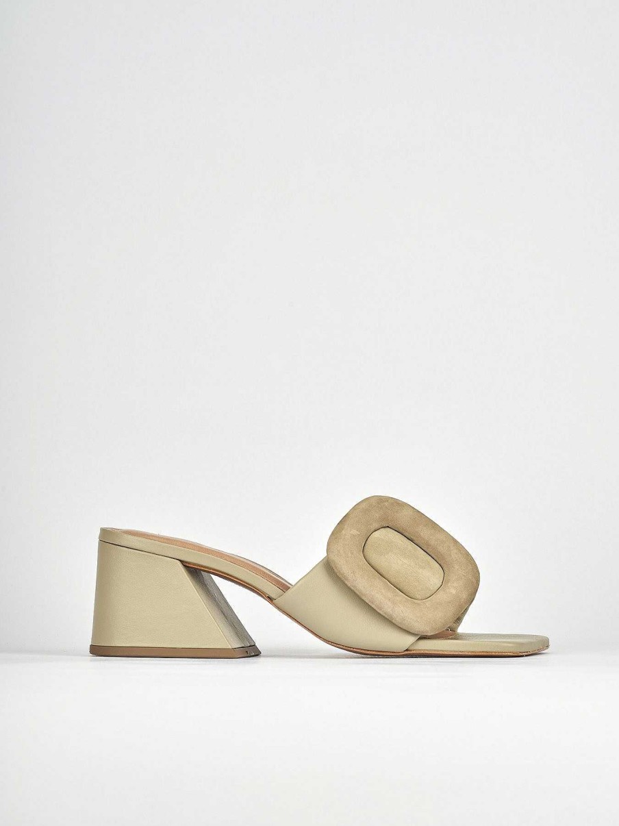 Donna Barca | Pantofole Tacco 6 Cm In Pelle Beige