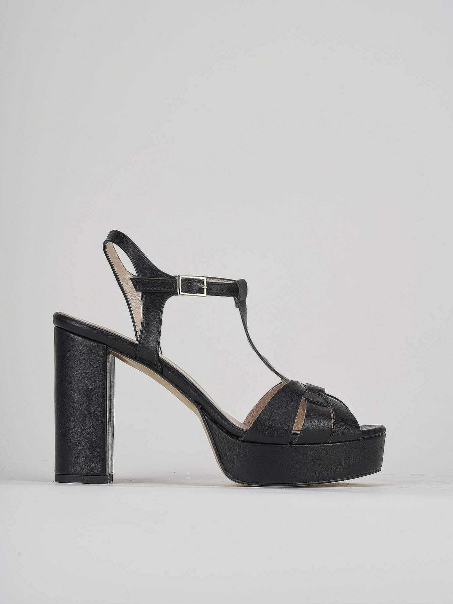 Donna Barca | Sandali Tacco Alto Tacco 9 Cm In Pelle Nera