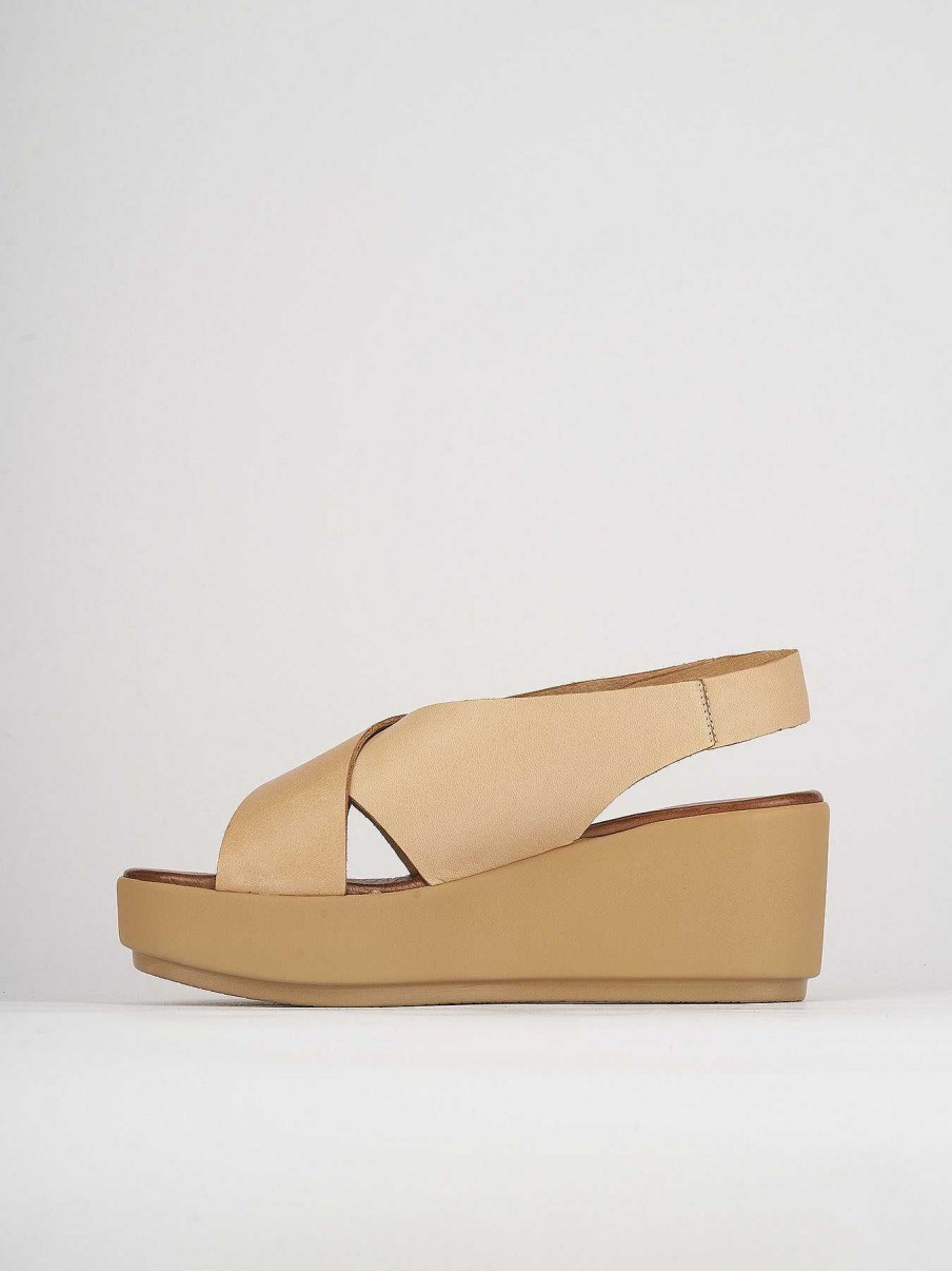 Donna Barca | Zeppa Tacco 7 Cm In Pelle Beige