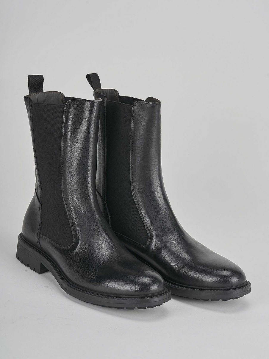 Donna Barca | Stivaletti Tacco Basso Tacco 3 Cm In Pelle Nera